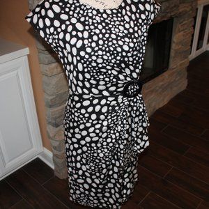 Black & White Faux Wrap Dress